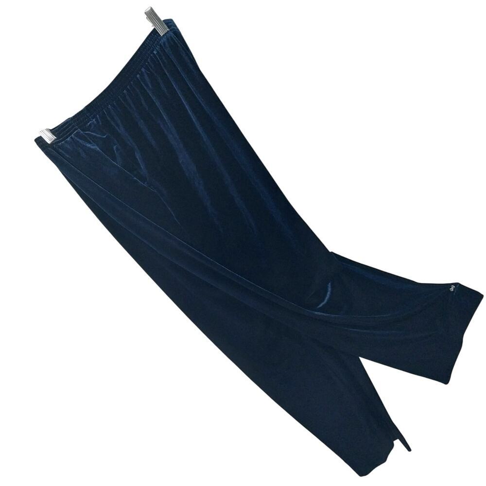 NWOT! ALFRED DUNNER! RICH NAVY BLUE STRETCH VELVET ELASTIC WAIST PANTS! SZ 14